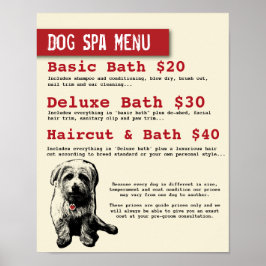 Pôster Menu da Spa de Embelezamento Canino - Personalizáv