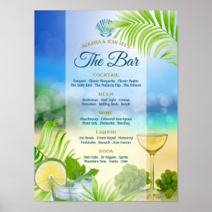 Poster Menu de Bar Aberto do Mojito Wine na praia