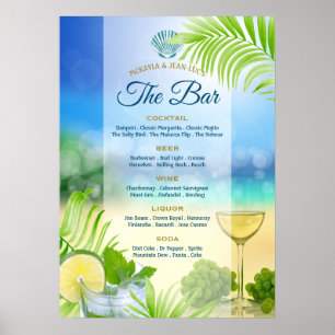 Poster Menu de Bar Aberto do Mojito Wine na praia