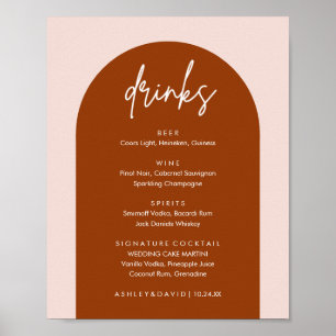 Poster Menu de Bar das Bebidas Casadas de Terracotta Mini