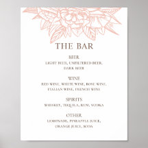Menu de bar de bebidas elegantes florais florais c