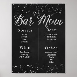 Poster Menu de Bar de Casamento Chalkboard