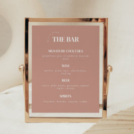 Poster Menu de Bar de Casamento com Rosa de Dusty Simplís