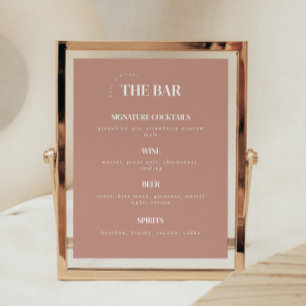 Poster Menu de Bar de Casamento com Rosa de Dusty Simplís