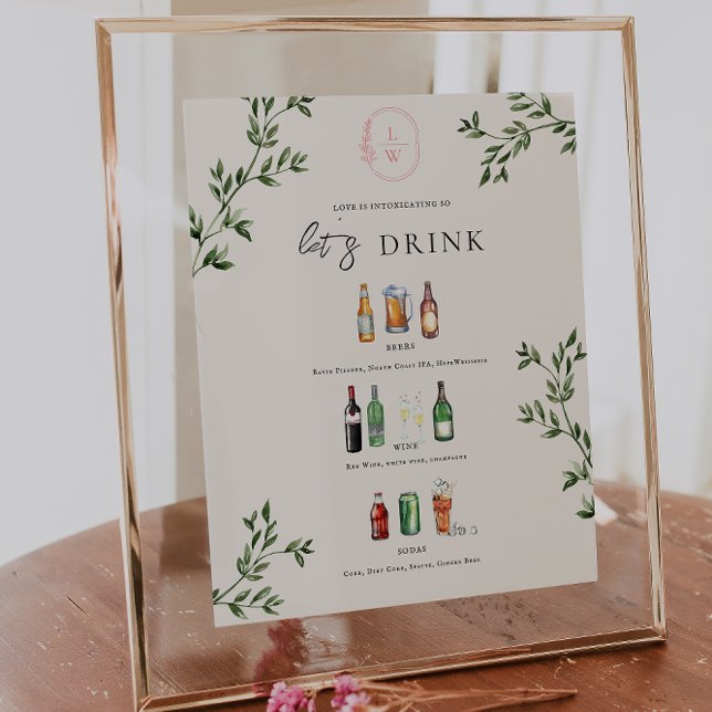 Poster Menu de Bar de Casamento Ilustrado (Criador carregado)