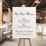 Poster Menu de Bar de Casamento Minimalista da Caligrafia<br><div class="desc">Este poster de bar de  de casamento minimalista da caligrafia é perfeito para um casamento rústico. O design apresenta uma fonte elegante de caligrafia para embelezar seu evento.</div>