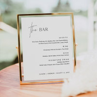 Menu de Bar de Casamento Minimalista HARLOW 8x10