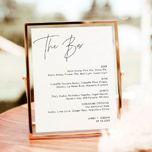 Poster Menu de Bar de Casamento Minimalista   Menu Drink 