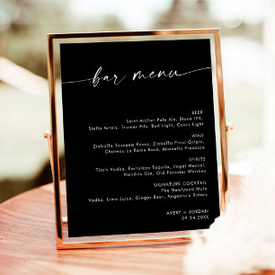 Poster Menu de Bar de Casamento Minimalista, Sinal de Men