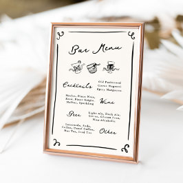 Poster Menu de Bar Desenho da Mão Branca