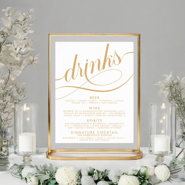 Poster Menu de Bar Dourado do Bote de Script Elegante (Criador carregado)