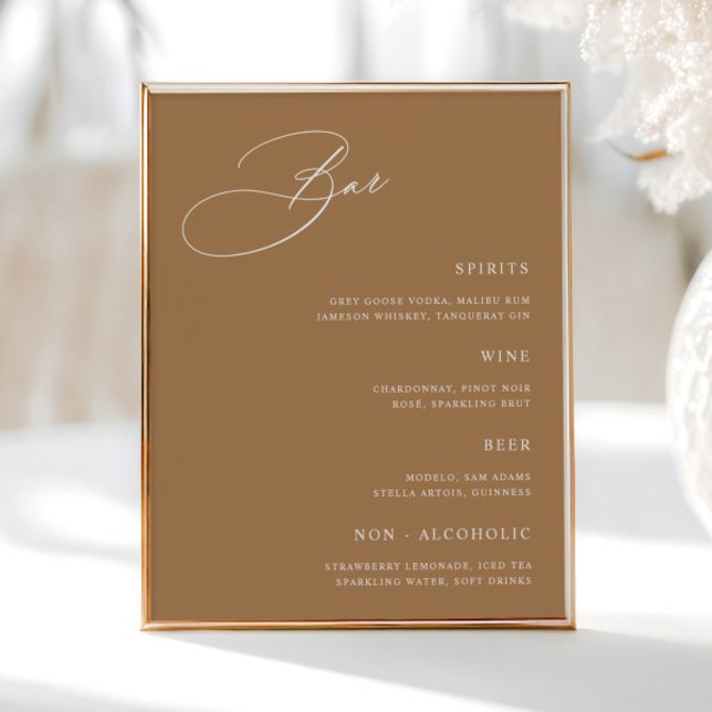 Poster Menu de Bar Simples de Casamento Terracotta (Criador carregado)