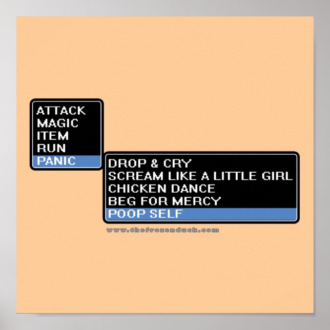 Pôster Menu de Batalha RPG de 8 Bits (Frente)