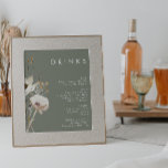 Poster Menu de Bebidas Casamentosas de Flor Selvagem Whim<br><div class="desc">Este poster de natação do Whimsical Wildflower Sage é perfeito para o seu casamento simples e elegante. As flores silvestres de aquarela minimalistas ajudarão a dar vida à sua visão! O design de bonito flores brancas e douradas, com toques de púrpura e amarela, certamente completará seu sonho de casamento floral...</div>