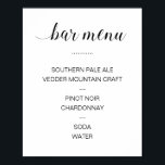 Poster Menu de Bebidas de Caligrafia Elegante para Casame<br><div class="desc">Deixe seus convidados saberem quais bebidas estão disponíveis em seu casamento com este charmoso cartaz de menu de bar. Parte da coleção Alejandra.</div>
