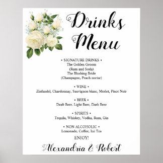 Poster Menu de Bebidas | Sinal de Casamento
