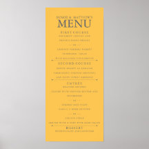 Menu de Casamento Amarelo Daffodil de 4" x 9"