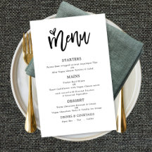 Menu de Casamento Apenas do Texto do Script Trendy