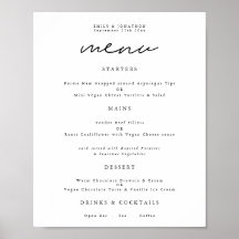 Menu de Casamento com Letra de Cores Modernas