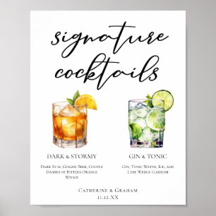 Poster Menu de Casamento da Assinatura Elegante da Noite