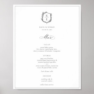 Poster Menu de Casamento do Monograma do Paixão Botânico