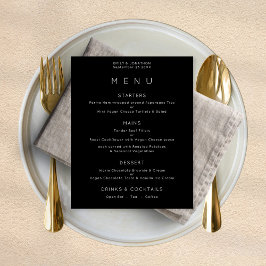 Poster Menu de Casamento Preto Branco de Texto Simples