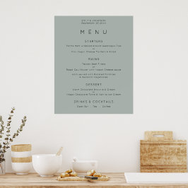 Poster Menu de Casamento Verde Simples Silvery Sage
