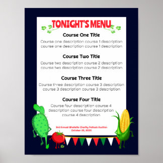 Poster Menu de catering da festa do janto do milho cacto 