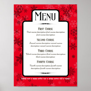 Poster Menu de catering de festas de neve para festas de 