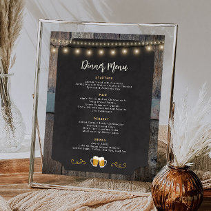 Poster Menu de Janto 8x10 da Rustic Cheers and Beers Them