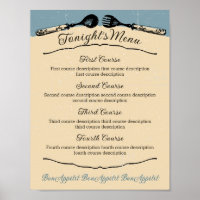 Menu de janto do grupo de restauração do cozinheir