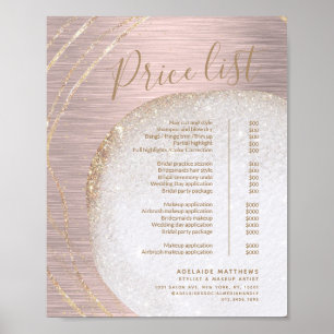 Poster Menu de Lista de Preços de Salão do Estílista de G