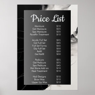 Poster Menu de Lista de Preços do Salão das Nelas Pretas 