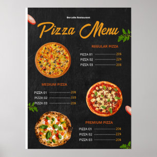 Poster Menu de Pizza Editável Pizzaria Menu de Restaurant