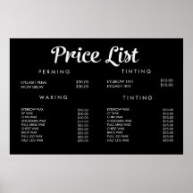Menu de Preço de Serviço Cartaz Impresso Personali