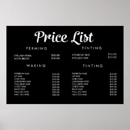 Pôster Menu de Preço de Serviço Cartaz Impresso Personali