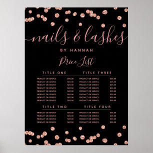 Poster Menu de Preços Salão Confete Brilho Dourado Rosa P