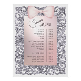 Pôster Menu de Serviços de Arco Rosa de Quadro da Glitter