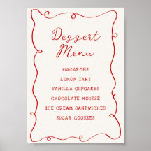 Menu de Sobremesas com Moldura Vermelha Desenhada 