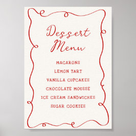 Poster Menu de Sobremesas com Moldura Vermelha Desenhada