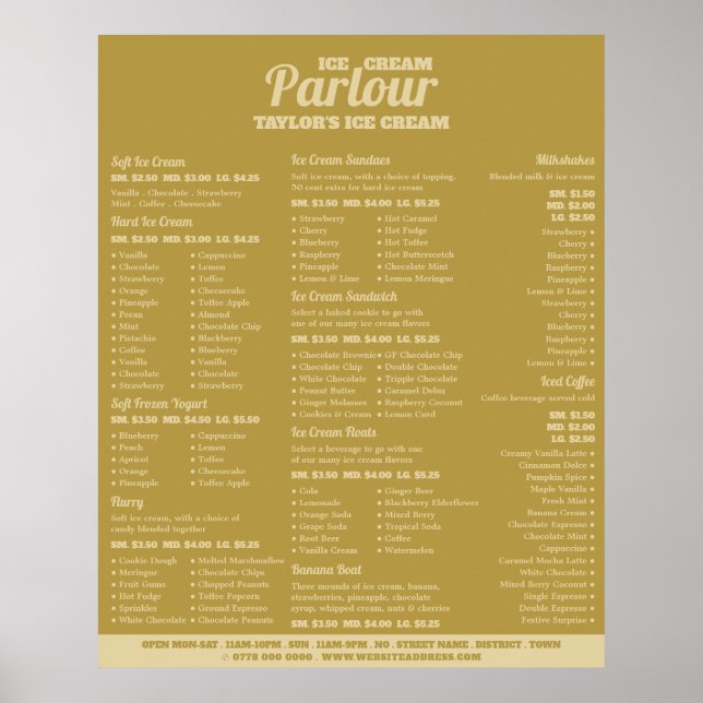 Poster Menu de Sorveteria Moderna (Frente)