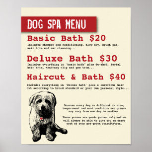 Pôster Menu de Spa para Cães - Personalizável