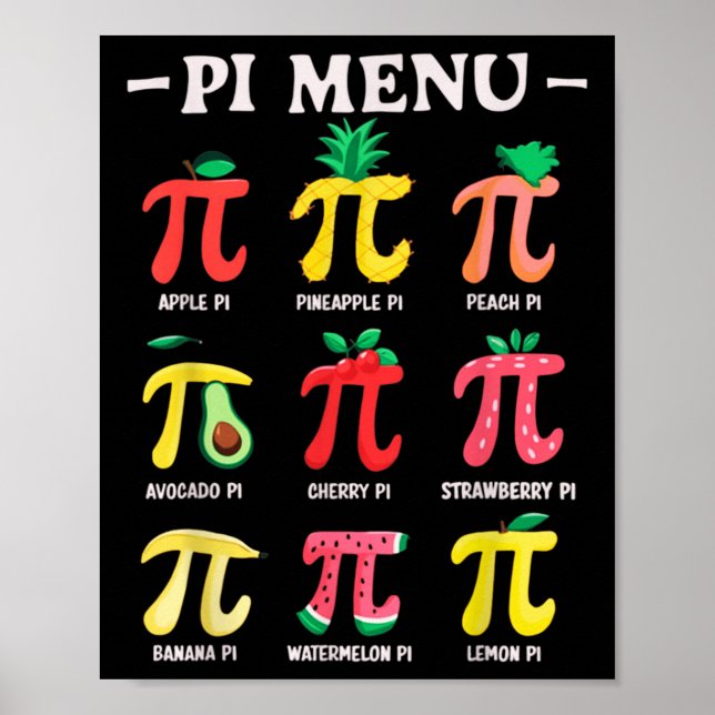 Poster Menu de Torta Pi Day Engraçado Pi 3.14 Professor d (Frente)