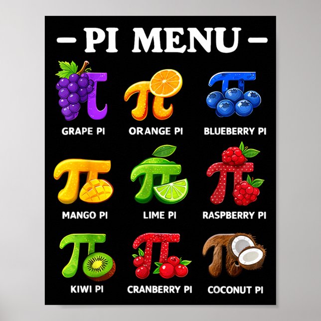 Poster Menu dia 3,14 símbolo de professor de matemática t (Frente)