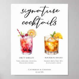 Poster Menu Dirty Shirley Bourbon Smash Signature Drinks