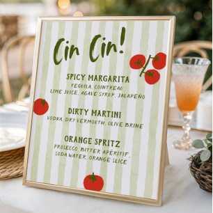 Poster Menu do Bar do Chá de panela do tomate Cin Cin