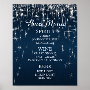 Poster Menu do bar - estrela encantador casamento