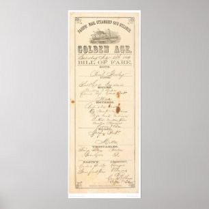 Pôster Menu do Navio a vapor "Idade do Ouro" (1276A)