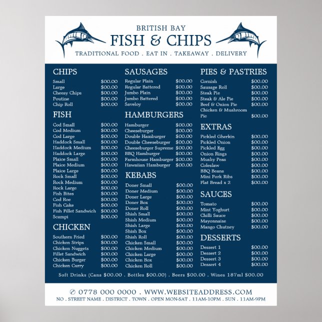 Poster Menu do Restaurante Fish & Chip Shop (Frente)