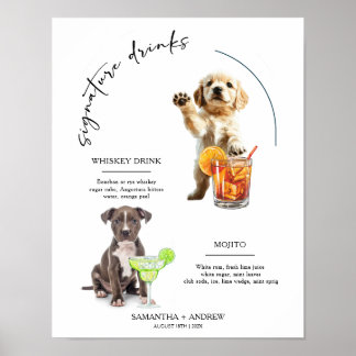 Poster Menu Dog Signature Beber Bar de Casamento